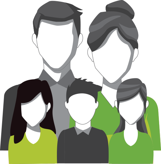 a couple with three kids