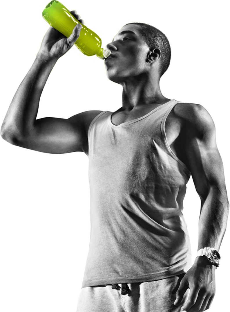 athlete drinking an energy drink